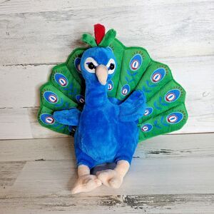 Perry Peacock Plush Stuffed Animal Asian Bird Soft Zoo Toy Sitting